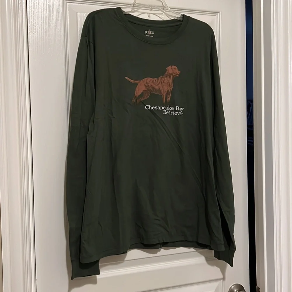NWT J Crew Long-sleeve made-in-the-USA retriever graphic T-shirt